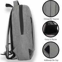 Gbag Yan Cepli Ortopedik Gri Laptop Sırt Çantası